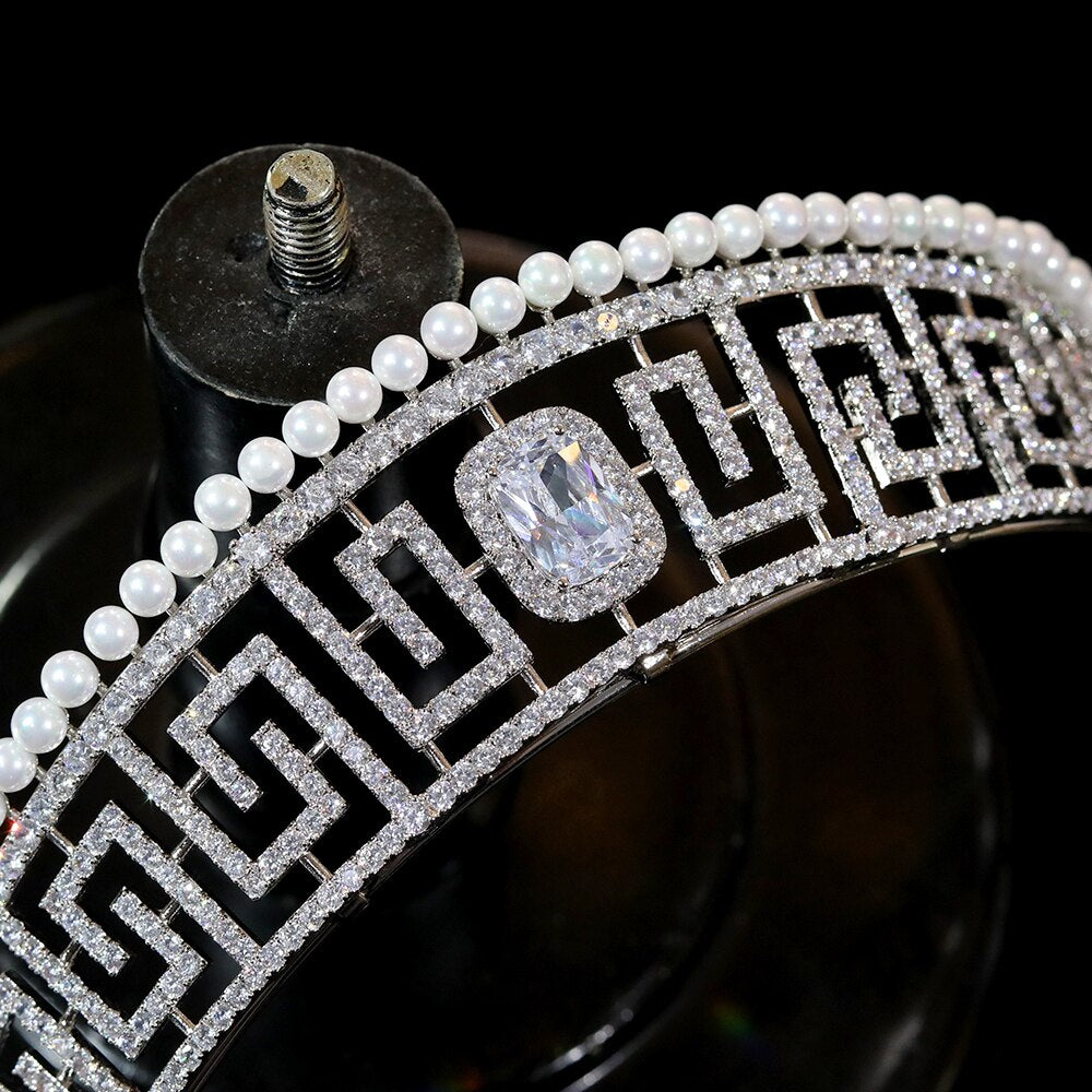 Lady Marguerite Allan's Pearl Meander Tiara | Replica Luxury CZ  Tiaras and Crowns European Crown Pearl Headdress Wedding Bridal Jewelry