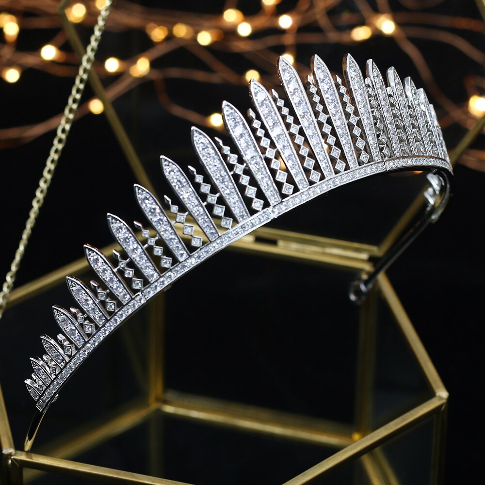 The Kent City of London Fringe Tiara | Fashion Crown for Brides CZ Wedding Tiaras Bridal Crowns Hair Jewelry d