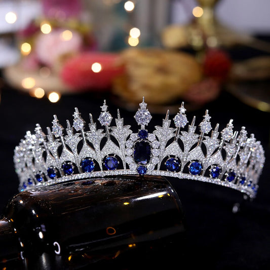 Queen Emma of the Netherlands' Sapphire Parure Tiara | Replica European Royal Crown and Tiara Bridal Wedding CZ Jewelry