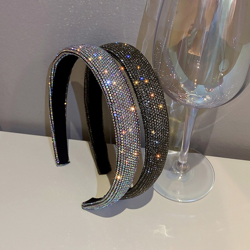 Shiny Full Rhinestone Headband | Silver Color Velvet Hairbands Hair Accessories Jewelry