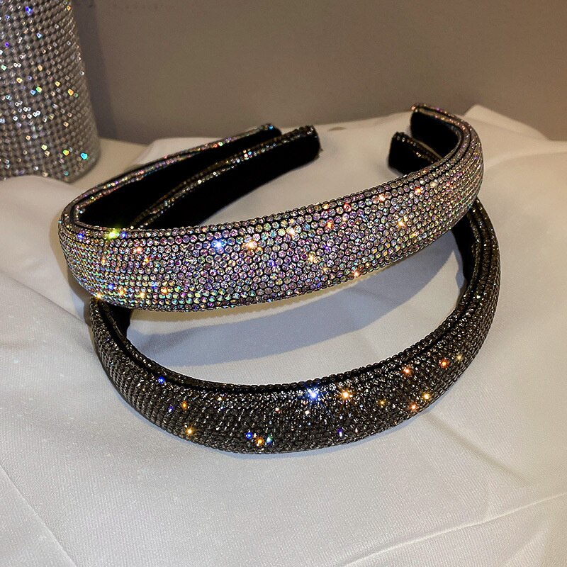 Shiny Full Rhinestone Headband | Silver Color Velvet Hairbands Hair Accessories Jewelry