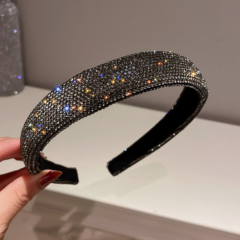 Shiny Full Rhinestone Headband | Silver Color Velvet Hairbands Hair Accessories Jewelry