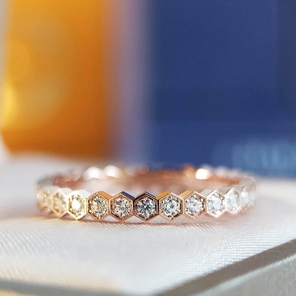 Absolutely Gorgeous Honeycomb Band Ring CZ