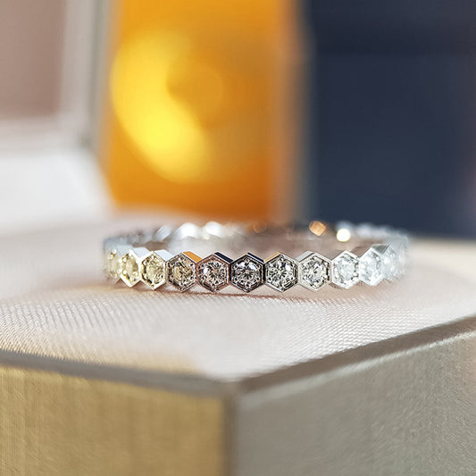 Absolutely Gorgeous Honeycomb Band Ring CZ