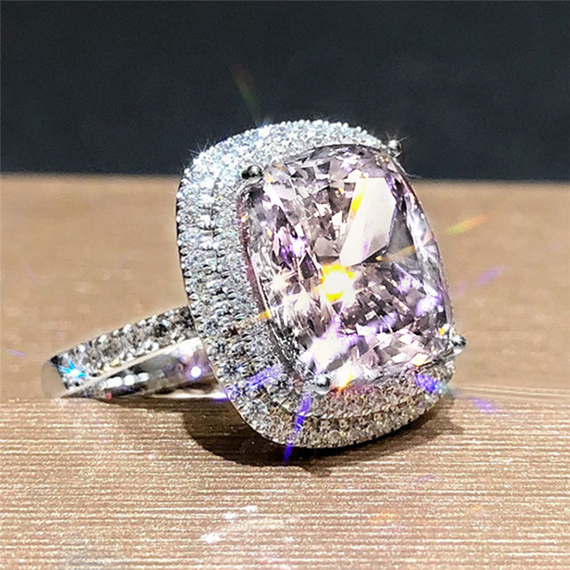 Sparkling Big White Cubic Zirconia Ring for Women Party Rings Fashion Jewelry