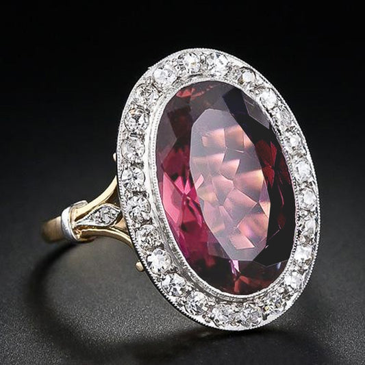 Gorgeous Big Red Cubic Zirconia Oval Ring for Women Party Rings Fashion Jewelry