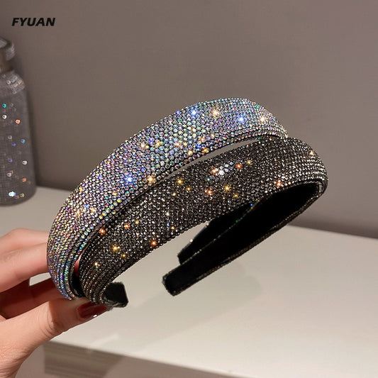 Shiny Full Rhinestone Headband | Silver Color Velvet Hairbands Hair Accessories Jewelry