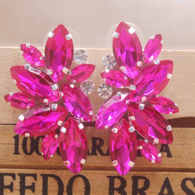 Gorgeous Large Marquise Crystal Cluster and Rhinestone Gold tone Earrings